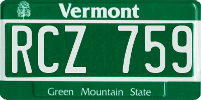 VT license plate RCZ759