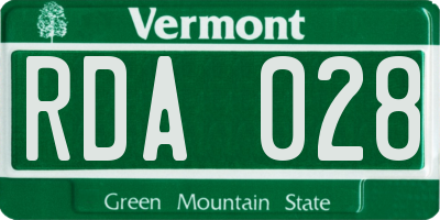 VT license plate RDA028