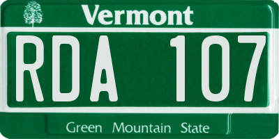 VT license plate RDA107