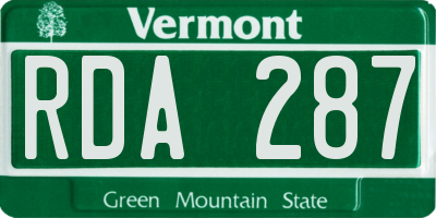 VT license plate RDA287