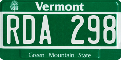 VT license plate RDA298