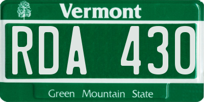 VT license plate RDA430