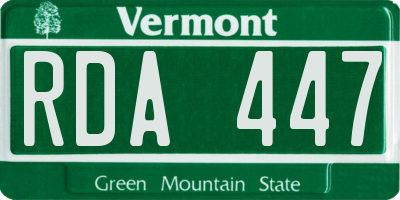 VT license plate RDA447