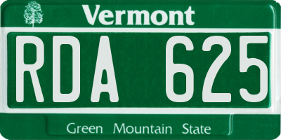 VT license plate RDA625