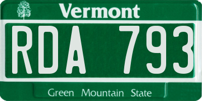 VT license plate RDA793