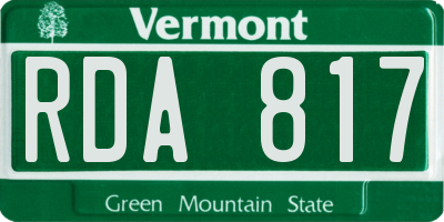 VT license plate RDA817