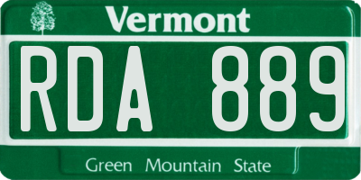 VT license plate RDA889
