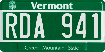 VT license plate RDA941