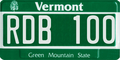 VT license plate RDB100