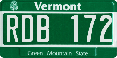 VT license plate RDB172