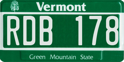 VT license plate RDB178