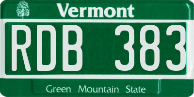 VT license plate RDB383