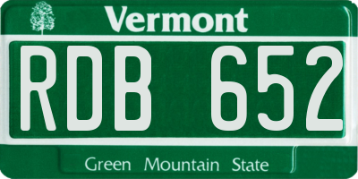 VT license plate RDB652