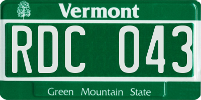 VT license plate RDC043