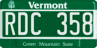VT license plate RDC358
