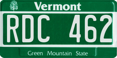 VT license plate RDC462