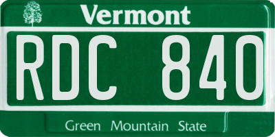 VT license plate RDC840