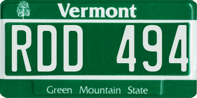 VT license plate RDD494