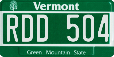 VT license plate RDD504