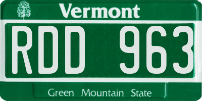 VT license plate RDD963