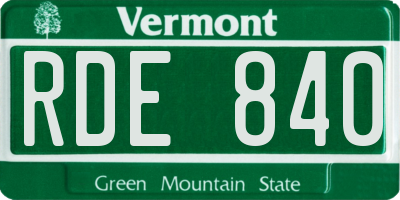 VT license plate RDE840