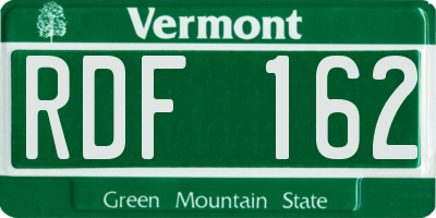 VT license plate RDF162