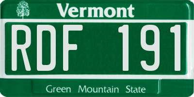 VT license plate RDF191