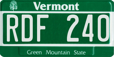 VT license plate RDF240