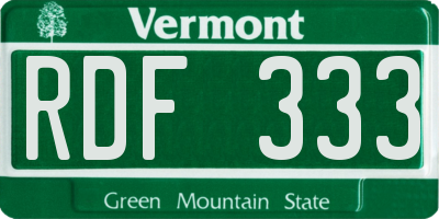 VT license plate RDF333