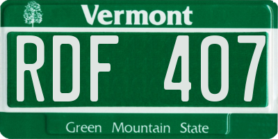 VT license plate RDF407