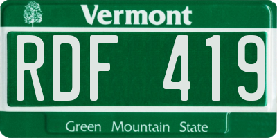 VT license plate RDF419