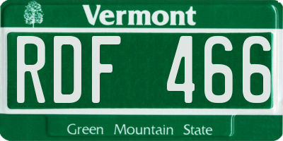 VT license plate RDF466