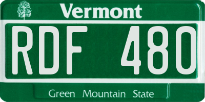 VT license plate RDF480
