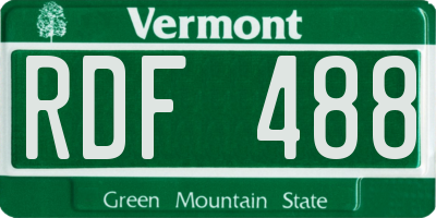 VT license plate RDF488