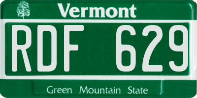 VT license plate RDF629