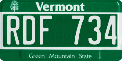 VT license plate RDF734