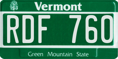 VT license plate RDF760