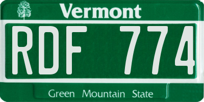 VT license plate RDF774