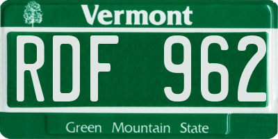 VT license plate RDF962