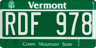 VT license plate RDF978