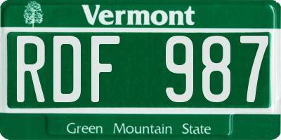 VT license plate RDF987