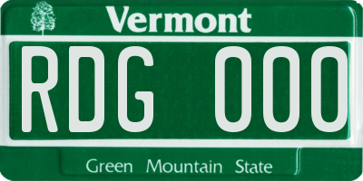VT license plate RDG000