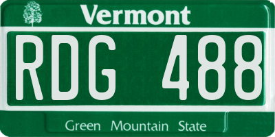 VT license plate RDG488