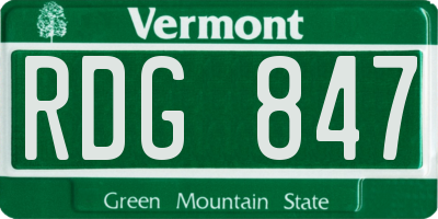 VT license plate RDG847