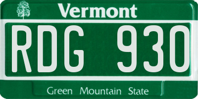 VT license plate RDG930