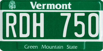 VT license plate RDH750