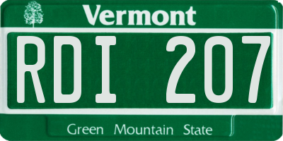 VT license plate RDI207