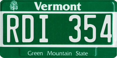 VT license plate RDI354