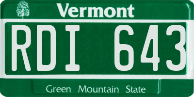 VT license plate RDI643