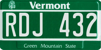 VT license plate RDJ432